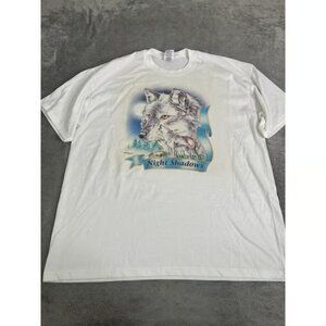Vintage 90s Wolf Night Shadows Short Sleeve T Shirt Men's Size XL White